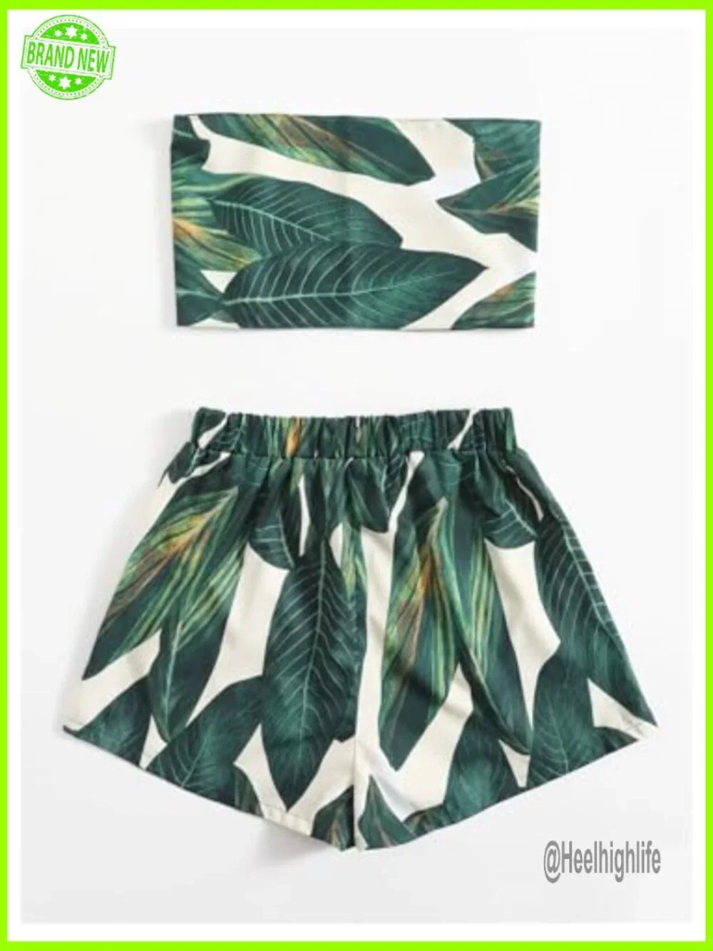 2 Piece Short Set Strapless Crop Top & Matching Shorts